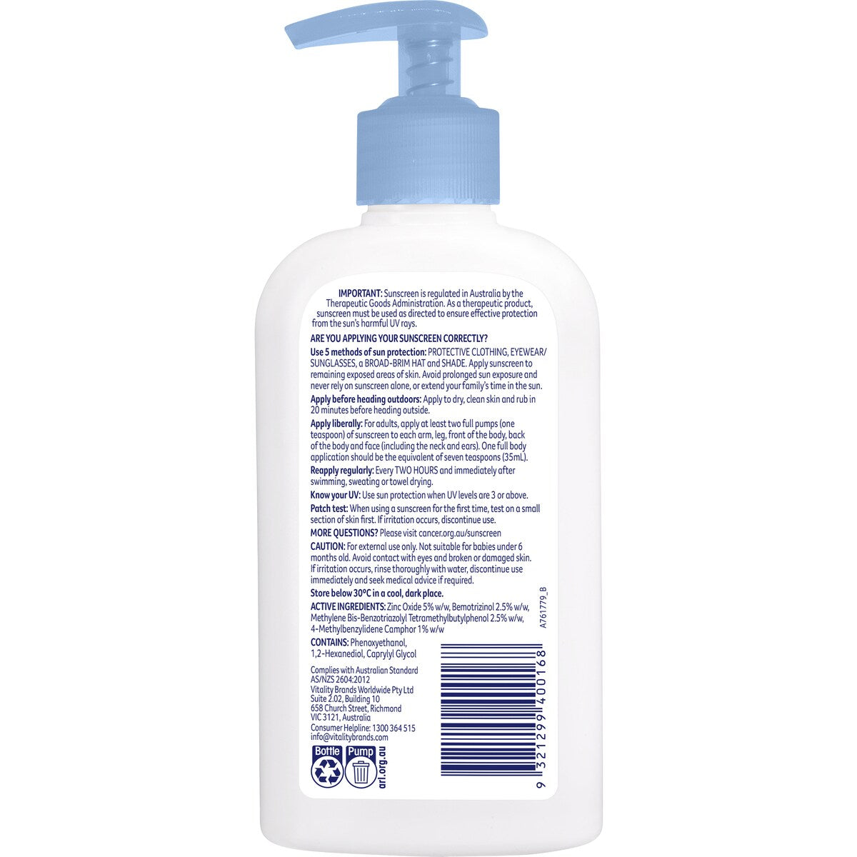 Cancer Council Sensitive Sunscreen Pump Bottle Spf 50 Plus 200ml
