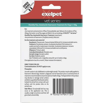 Exelpet Vet Flea Intestinal & Heartworm Treatment Small Dog each