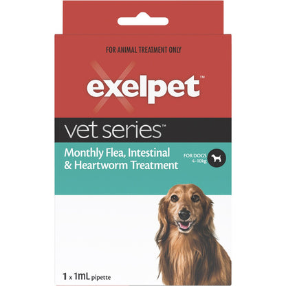 Exelpet Vet Flea Intestinal & Heartworm Treatment Small Dog each