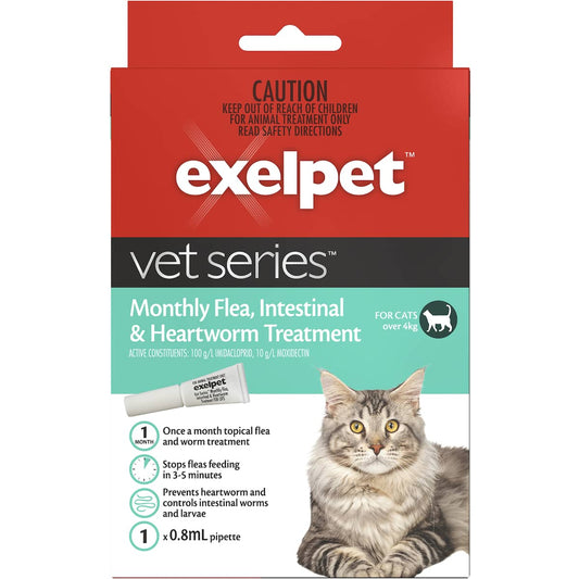 Exelpet Vet Series Flea Intestinal & Heartworm Treatment Cats Each