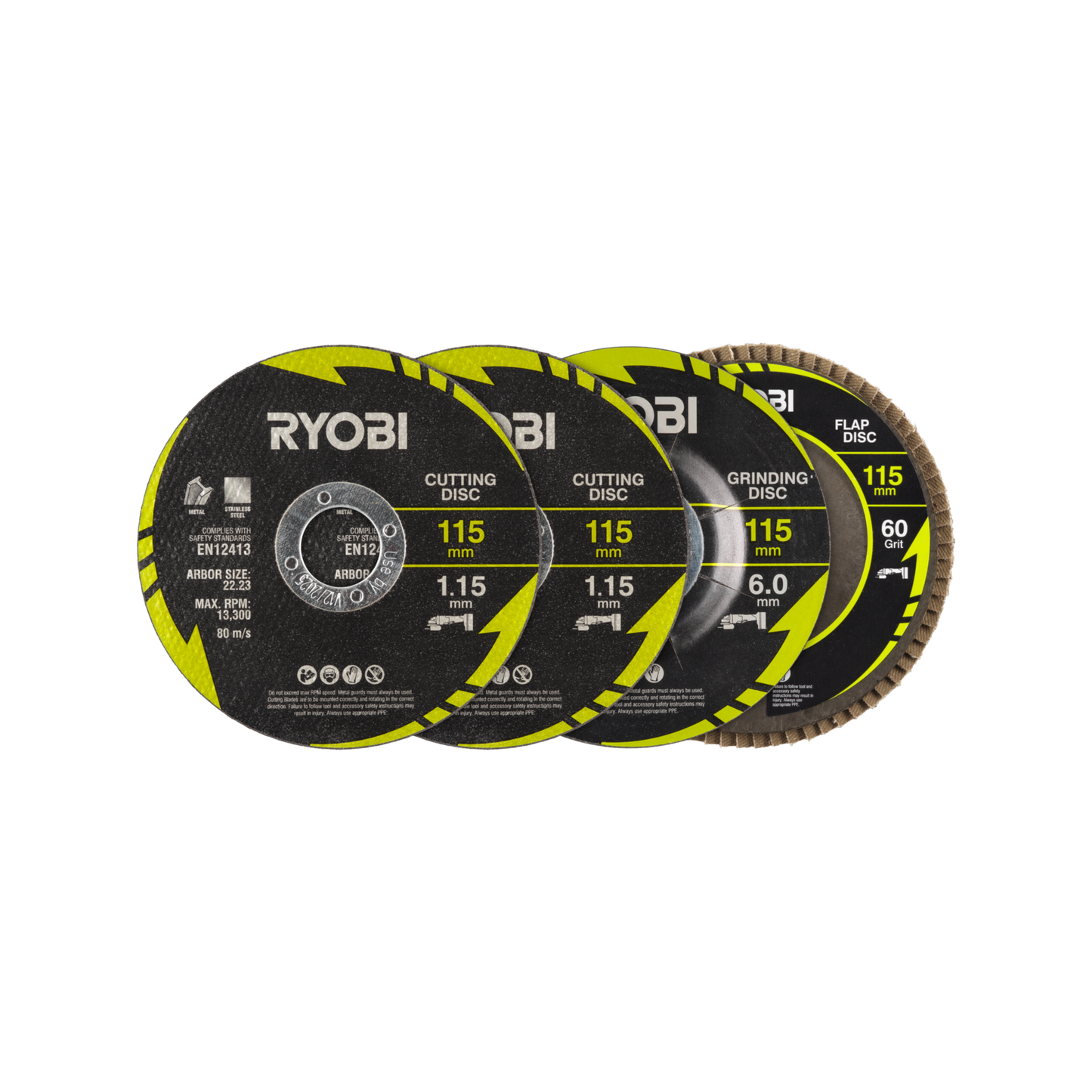 Ryobi Cutting and Grinding Set - 115mm - 4 Piece