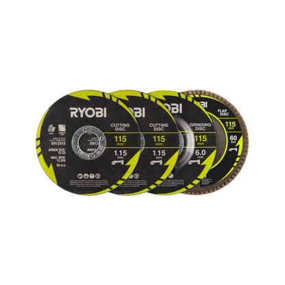 Ryobi Cutting and Grinding Set - 115mm - 4 Piece