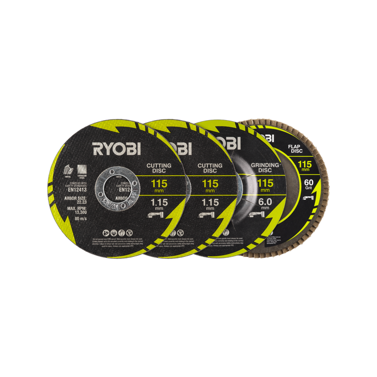 Ryobi 4 Piece 115mm Cutting Grinding Set