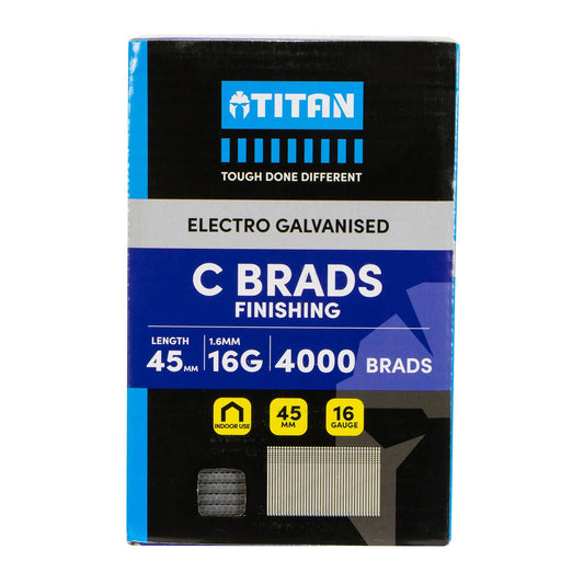 Titan Electro Galvanised Straight Collated Nail C Brads - 45 x 1.6mm - 4000 Pack