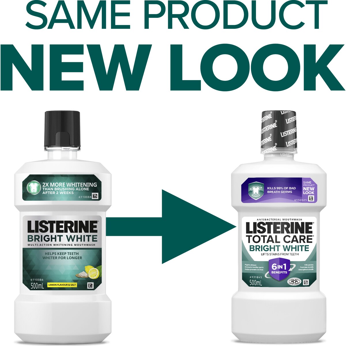 Listerine Bright White Multi Action Whitening Mouthwash 500ml