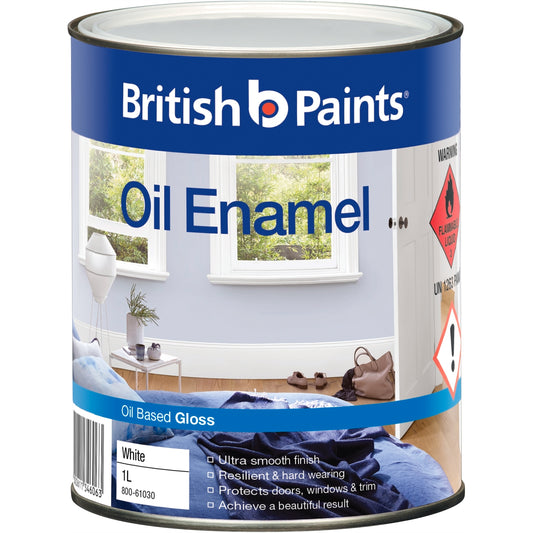 British Paints White Gloss Enamel Paint - 1L