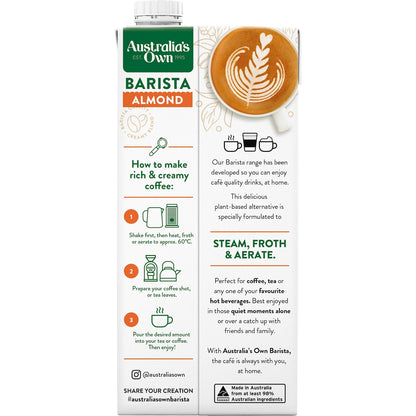 Australias Own Barista Almond Long Life Milk Uht 1l