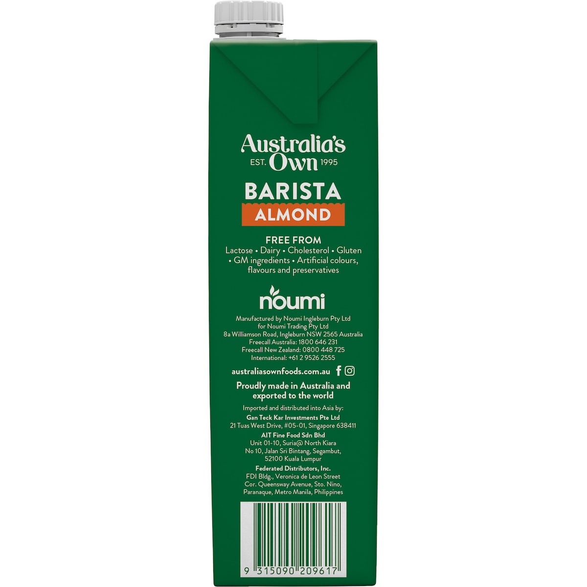 Australias Own Barista Almond Long Life Milk Uht 1l