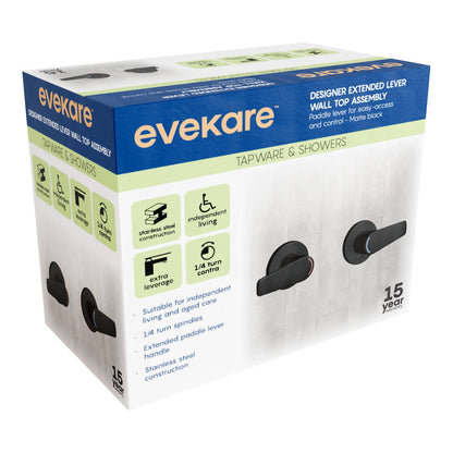 Evekare Matte Black 1/4 Turn Extended Lever Wall Top Assembly - 150mm