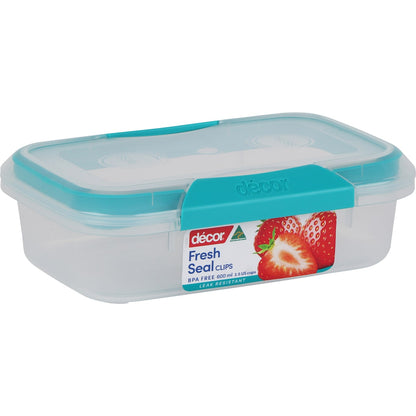Decor Fresh Seal Clips Oblong Container 600ml Each