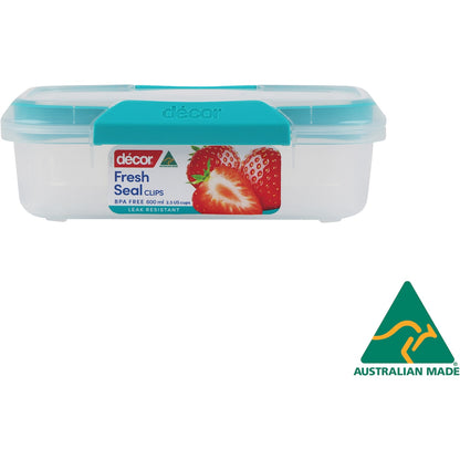 Decor Fresh Seal Clips Oblong Container 600ml Each