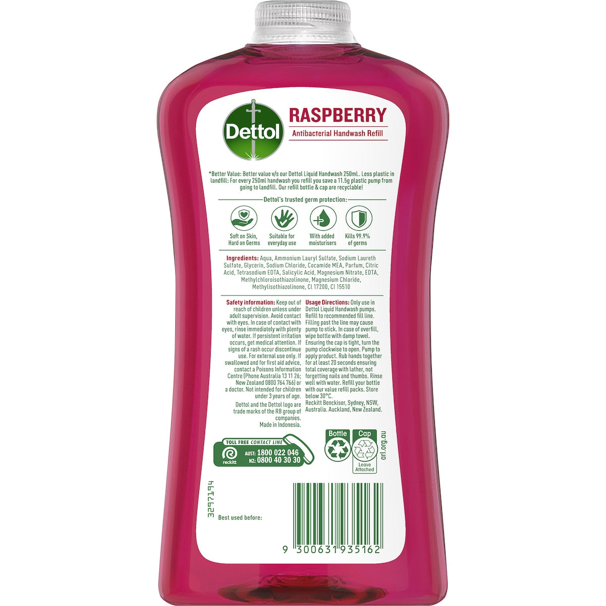 Dettol Antibacterial Handwash Refill Raspberry 950ml
