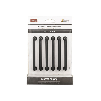 Prestige Black Raised D Handle - 109mm - 6 Pack