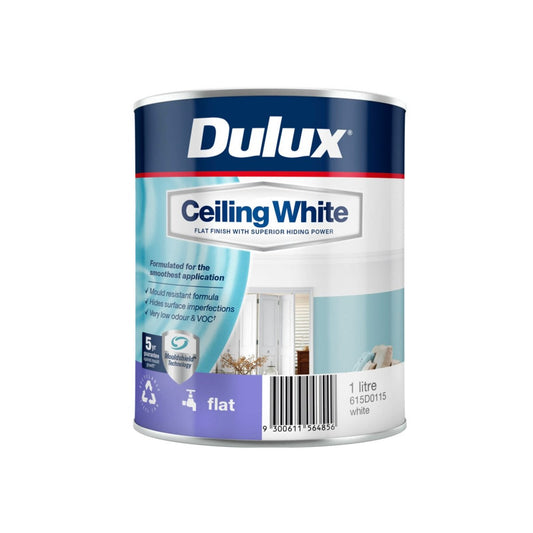 Dulux White Ceiling Paint 1L Water-Based Flat Finish Easy Apply