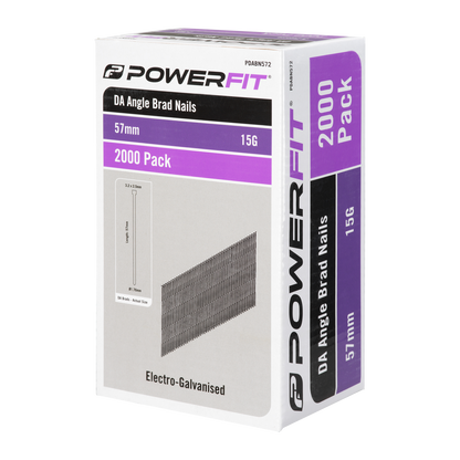 Powerfit DA Angled Brad Nails - 57mm - 2000 Pack