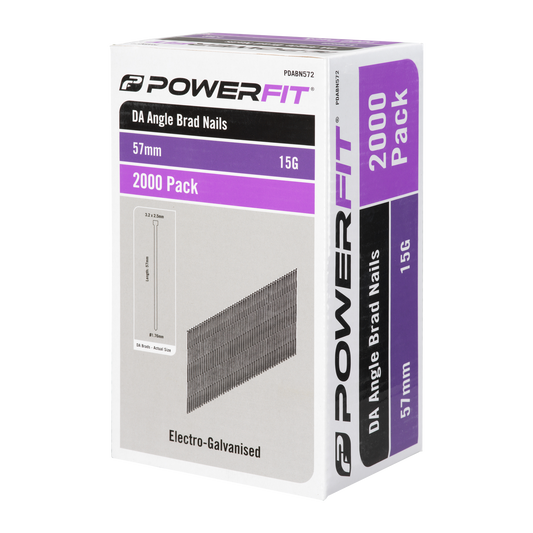Powerfit DA Angled Brad Nails - 57mm - 2000 Pack