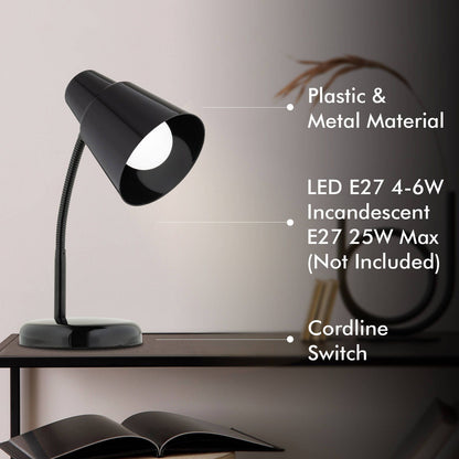 Verve Design Black Brylee Desk Lamp - 135 x 340mm