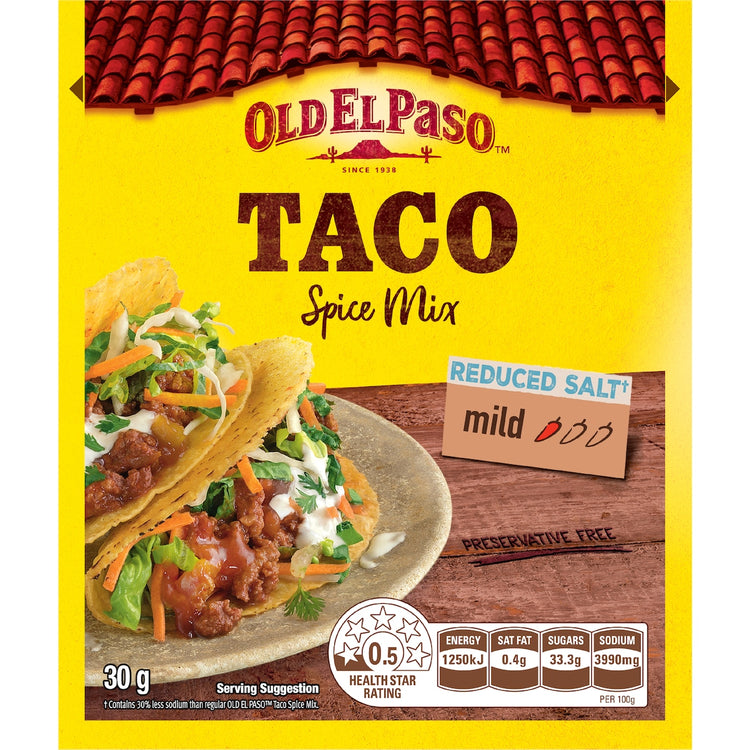 Old El Paso Reduced Salt Taco Spice Mix Taco Spice Mix 30g