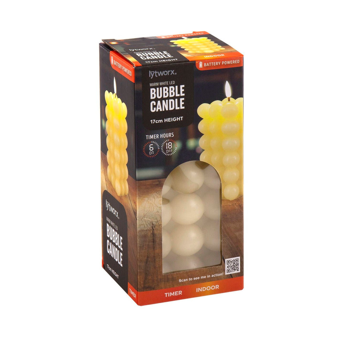 Lytworx 17cm LED Bubble Candle - Warm White