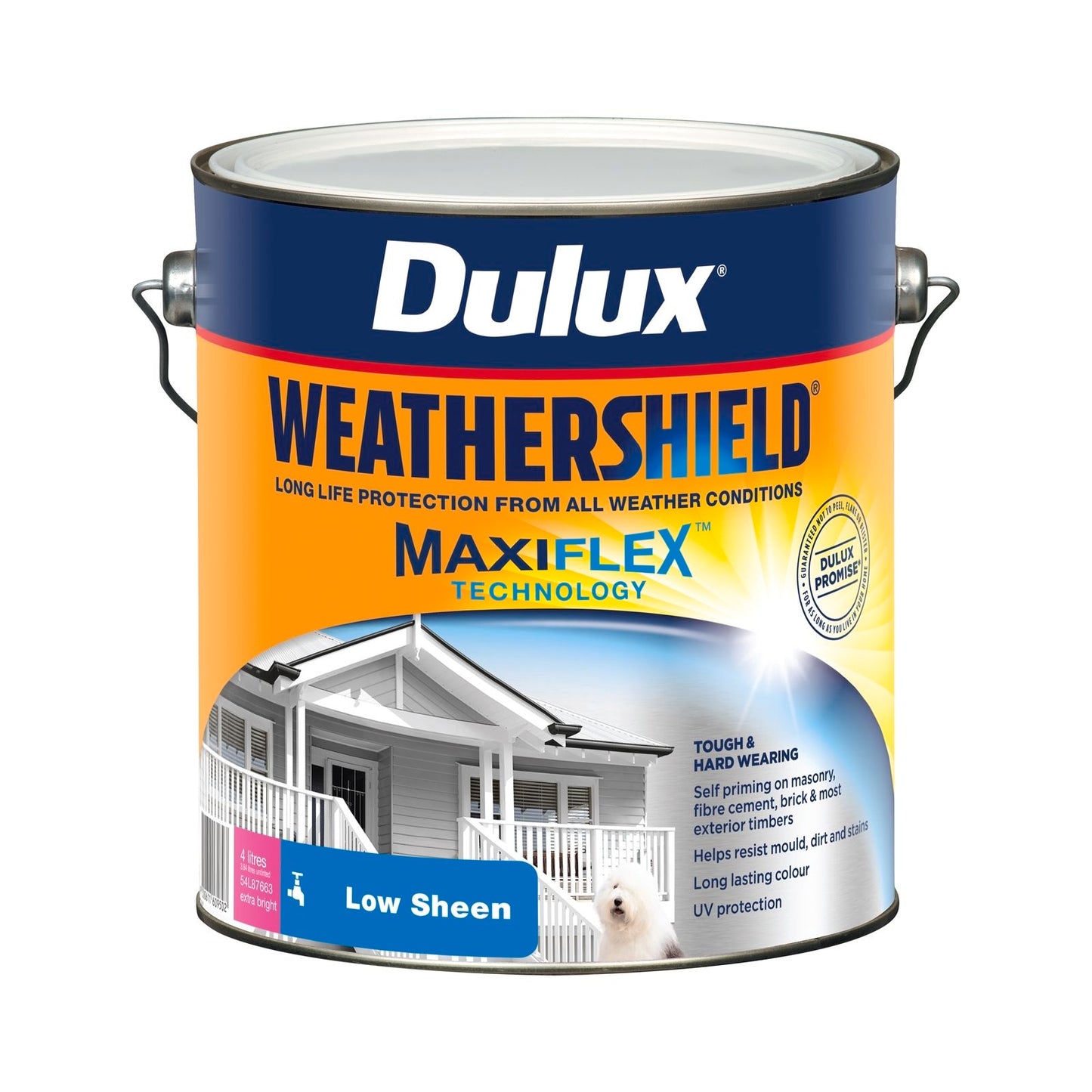 Dulux Weathershield Exterior Paint - 4L - Extra Bright Low Sheen