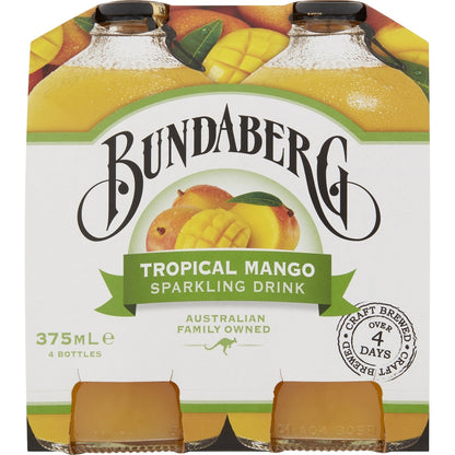 Bundaberg Tropical Mango Sparkling Drink 375ml X 4 Pack