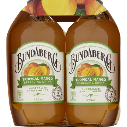 Bundaberg Tropical Mango Sparkling Drink 375ml X 4 Pack
