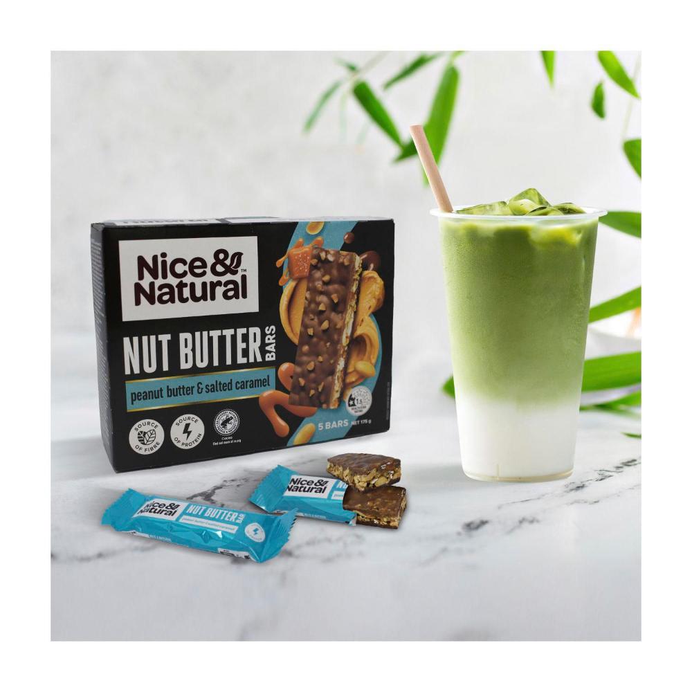 Nice & Natural Nut Butter Bars Peanut Butter & Salted Caramel Snacks 5 Pack - 175g