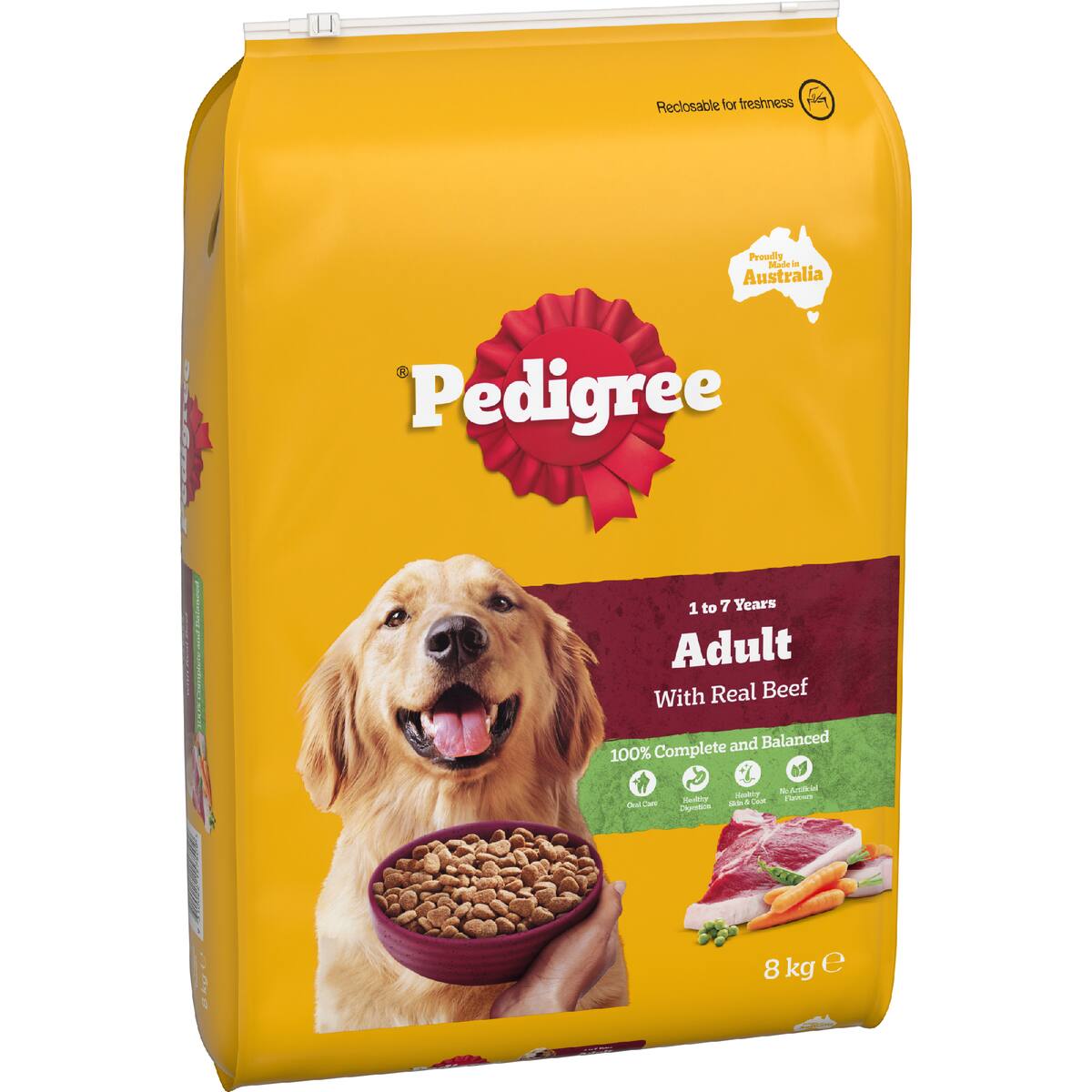 Pedigree Adult Dry Dog Food With Real Beef 8kg