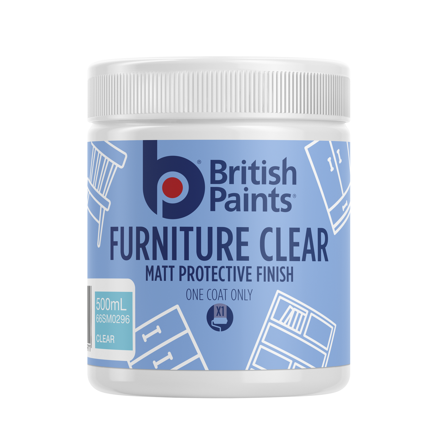 British Paints Clear Matt Protective Furniture Paint - 0.672kg