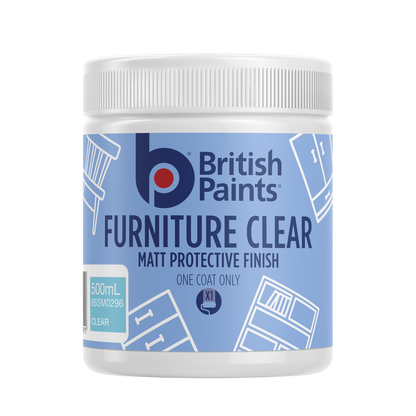 British Paints Clear Matt Protective Furniture Paint - 0.672kg