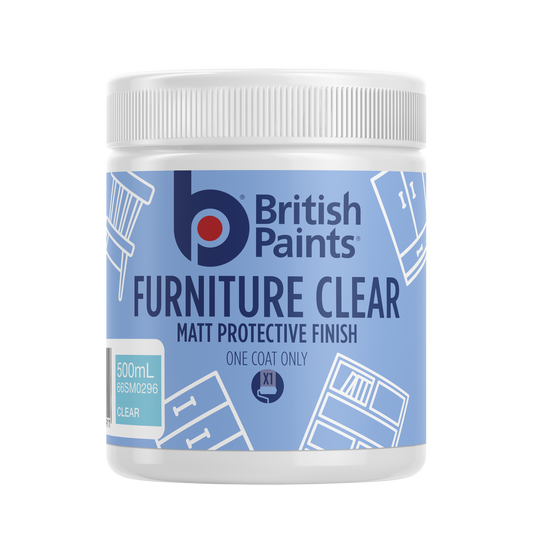British Paints Clear Matt Protective Furniture Paint - 0.672kg