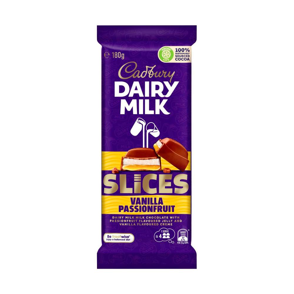 Cadbury Dairy Milk Slices Vanilla Passionfruit Chocolate Block - 180g