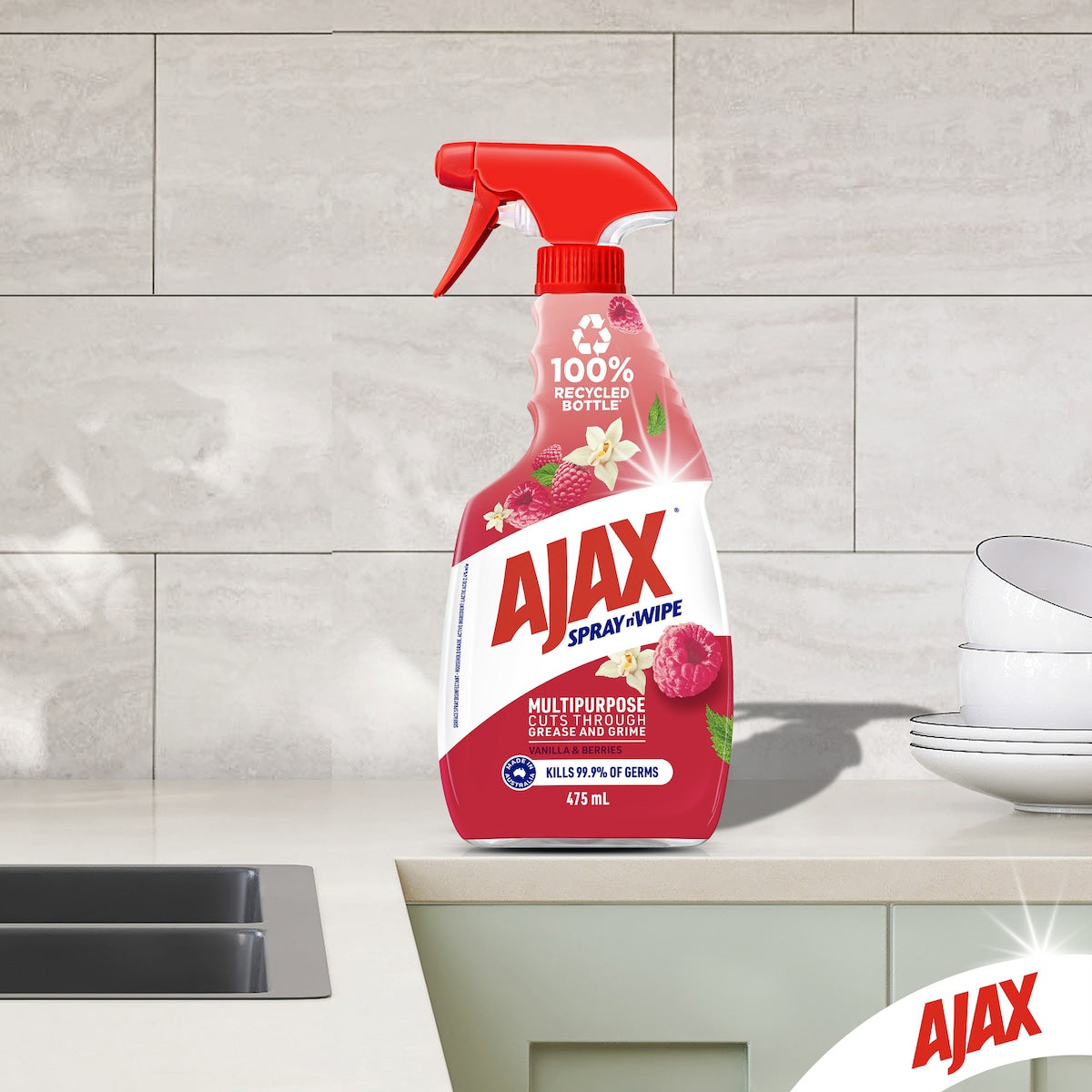 Ajax Spray & Wipe Multipurpose Cleaner Vanilla & Berries 475ml