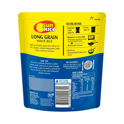 Sunrice Microwave Long Grain Rice Pouch - 450g