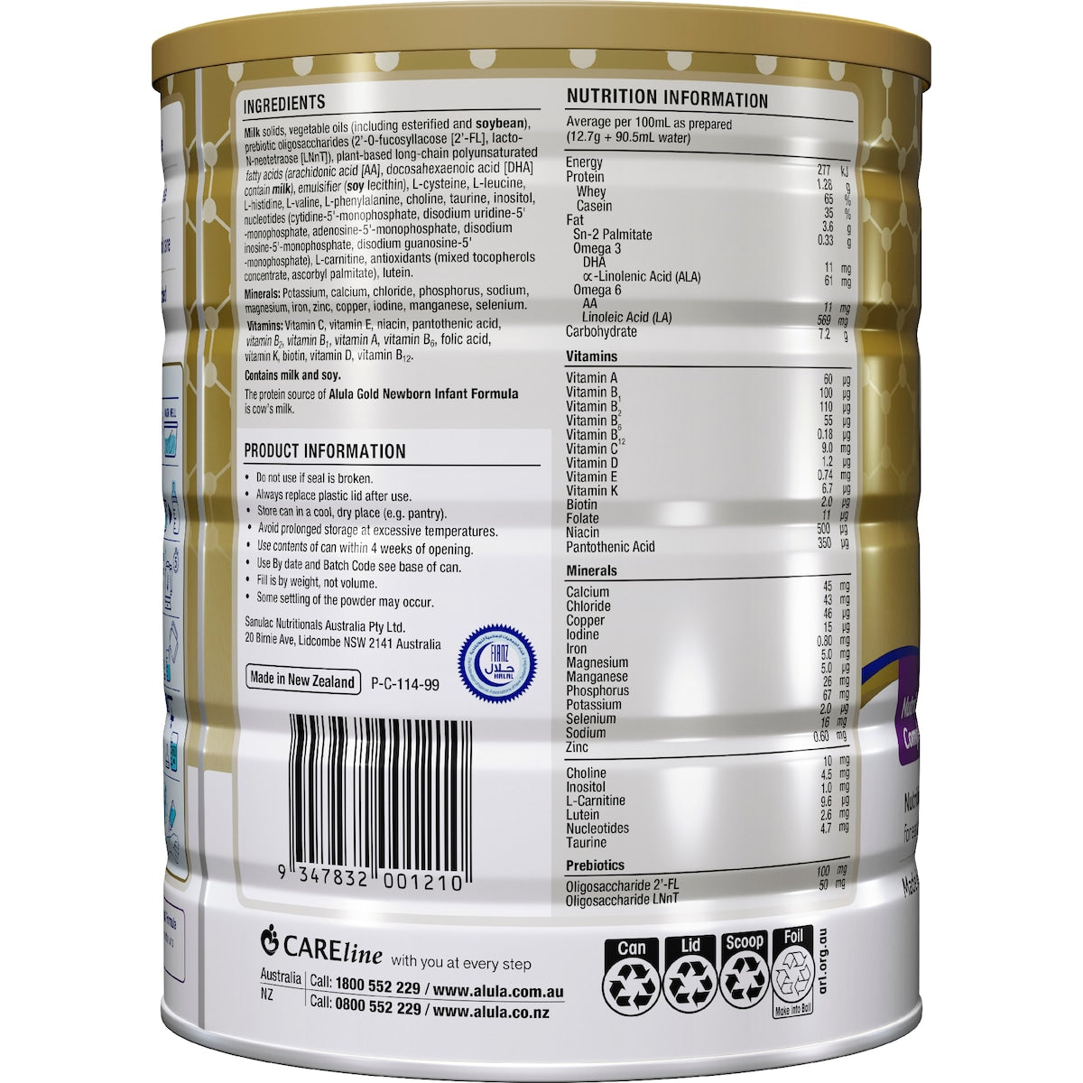 Alula Gold Newborn Infant Formula 0-6m 900g