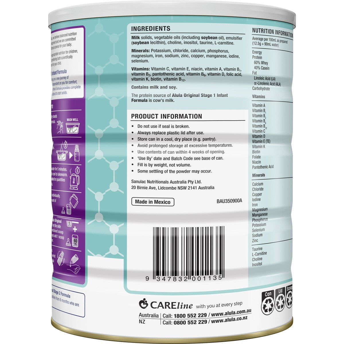 Alula Original Newborn 0-6 Months Infant Formula 900g