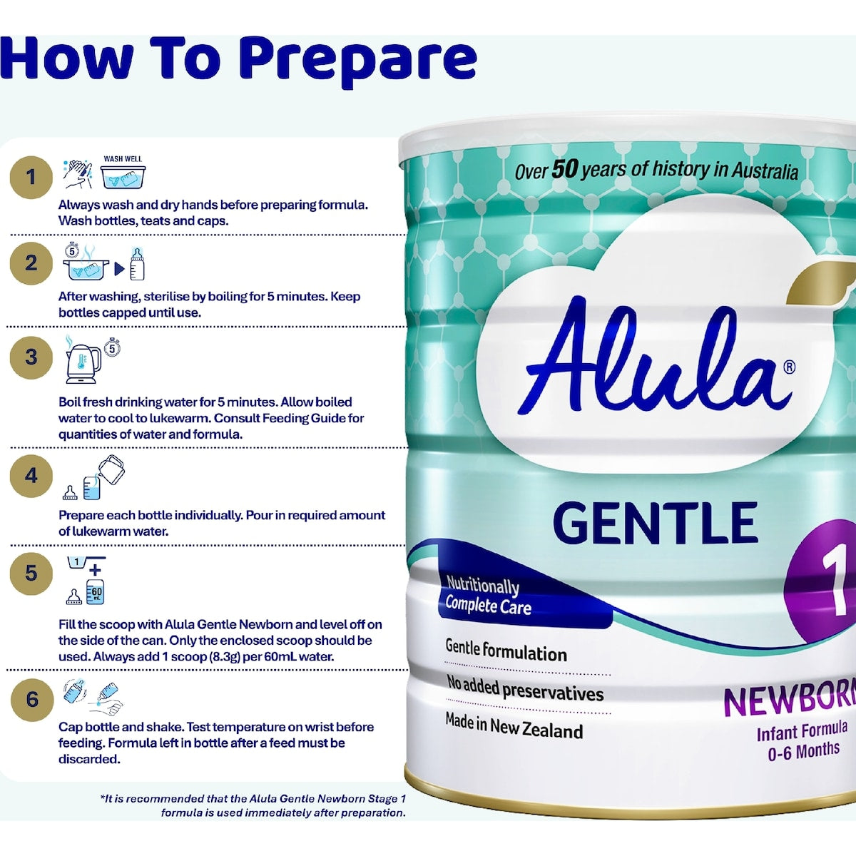 Alula Gentle Stage 1 Newborn Infant Formula 0-6 Months 900g