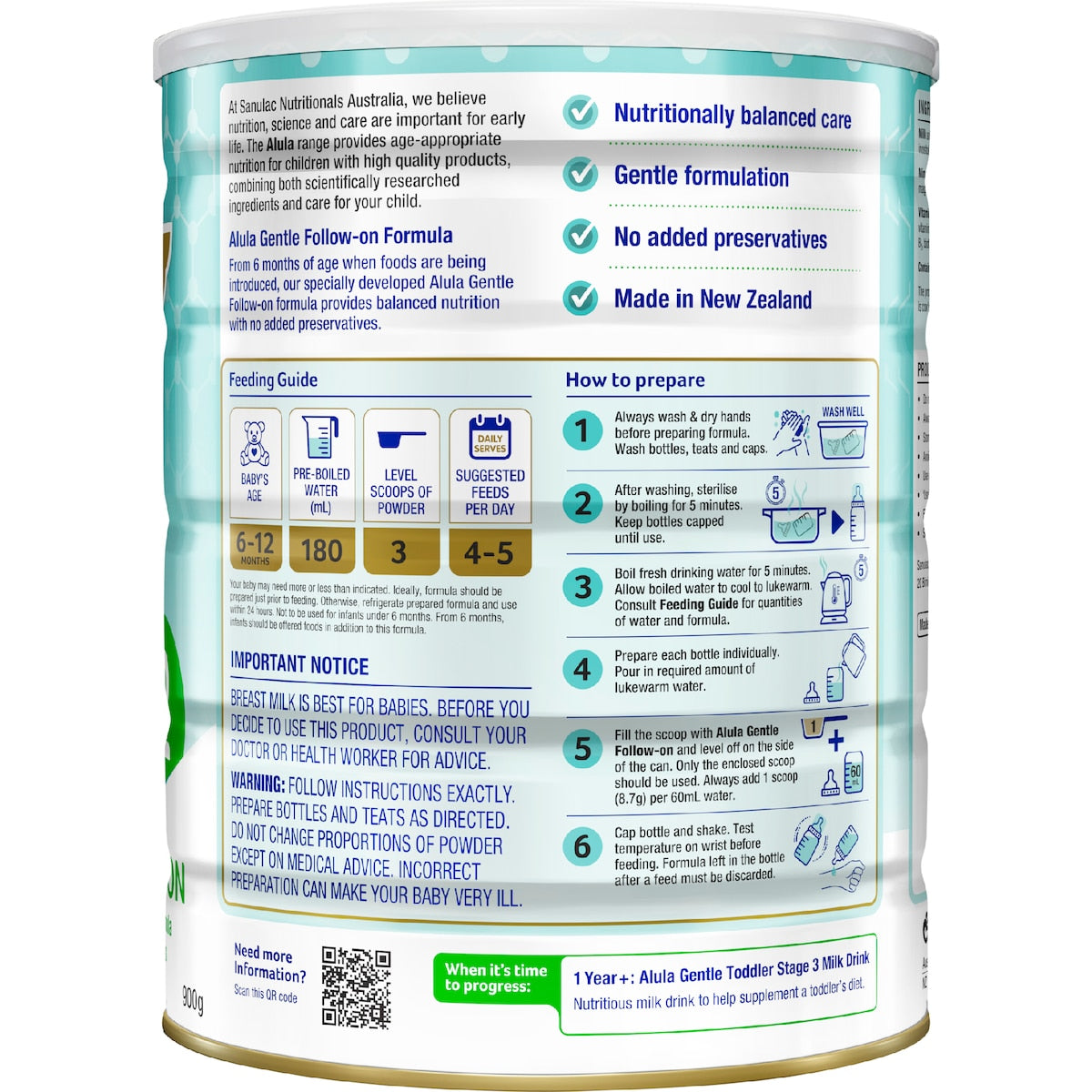 Alula Gentle Stage 2 Follow-on Formula 6-12 Months 900g