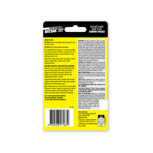 Ratsak One Shot Bait Throw Packs - 100g