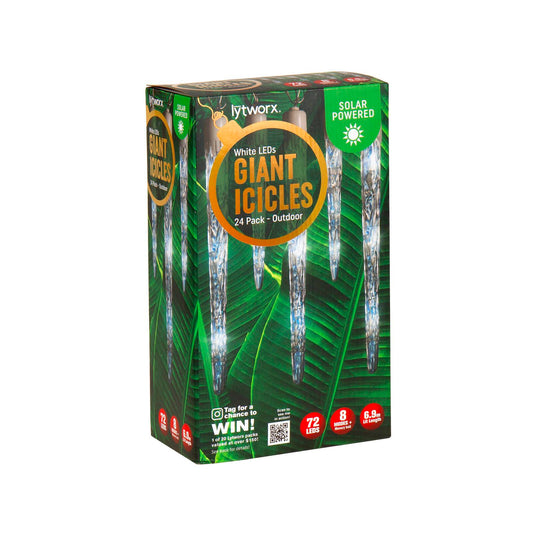Lytworx White Solar Giant Icicle Lights - 24 Pack - 6.9m