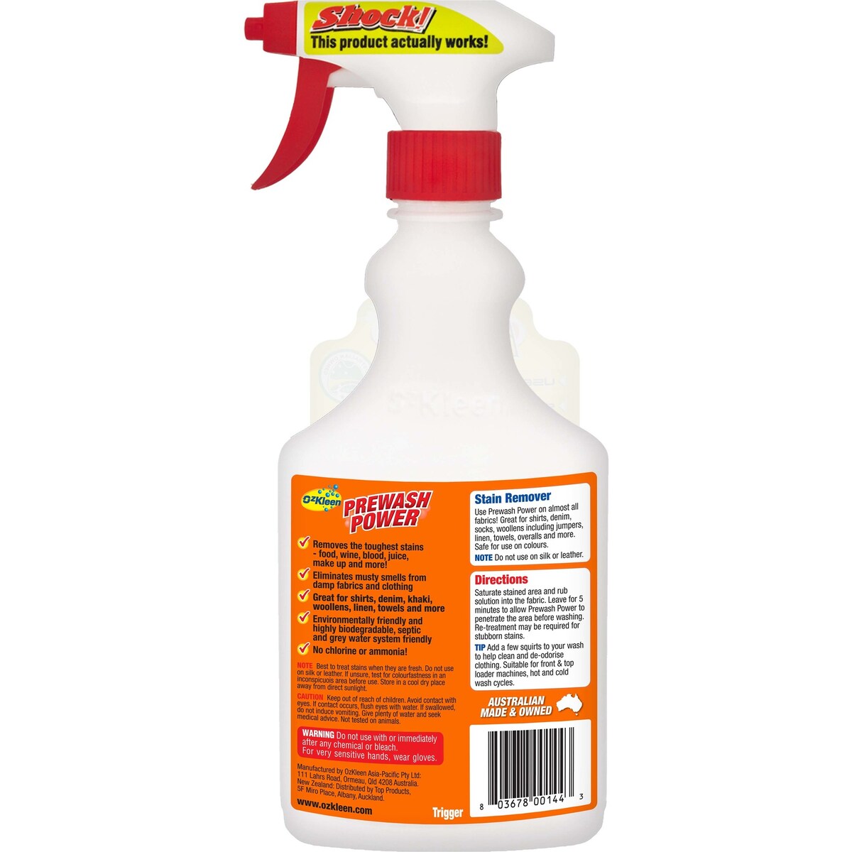 Ozkleen Prewash Power Fabric Stain Remover Trigger 500ml