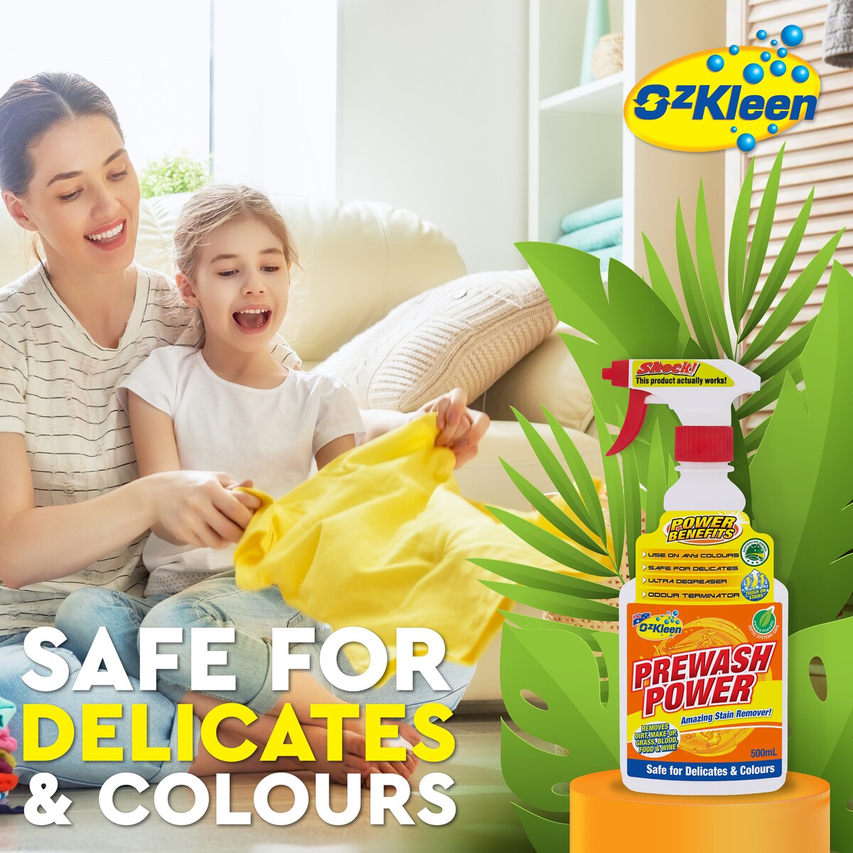 Ozkleen Prewash Power Fabric Stain Remover Trigger 500ml