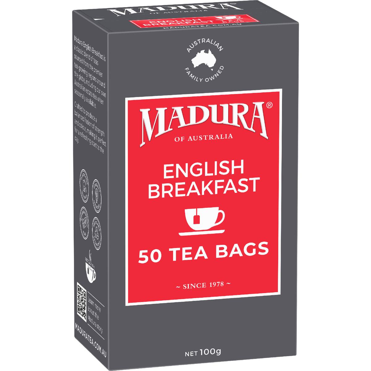 Madura English Breakfast Tea Bags 50 Pack