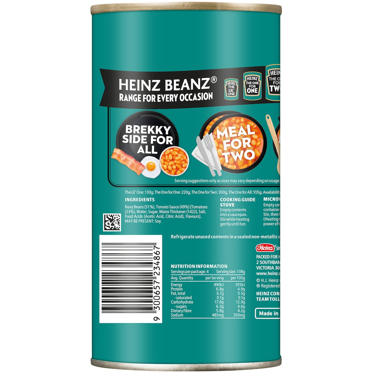 Heinz Baked Beans In Tomato Sauce Canned 555g