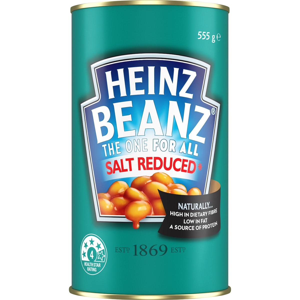 Heinz Baked Beans In Tomato Sauce Canned Salt Reduced 555g