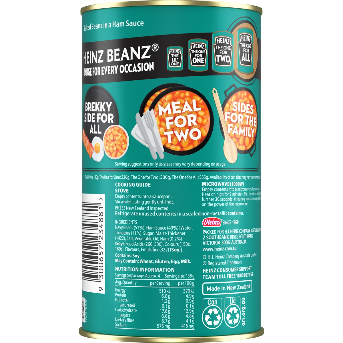 Heinz Beanz Baked Beans In Ham Sauce 555g