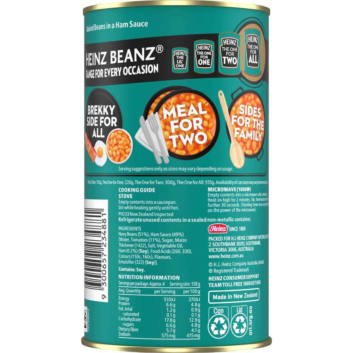 Heinz Beanz Canned Baked Beans In Ham Sauce 555g