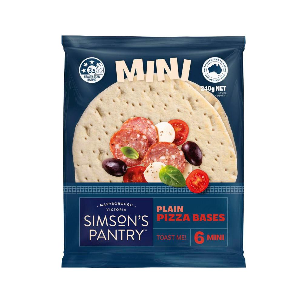Simson's Pantry Premium Mini Pizza Bases 6 Pack - 240g