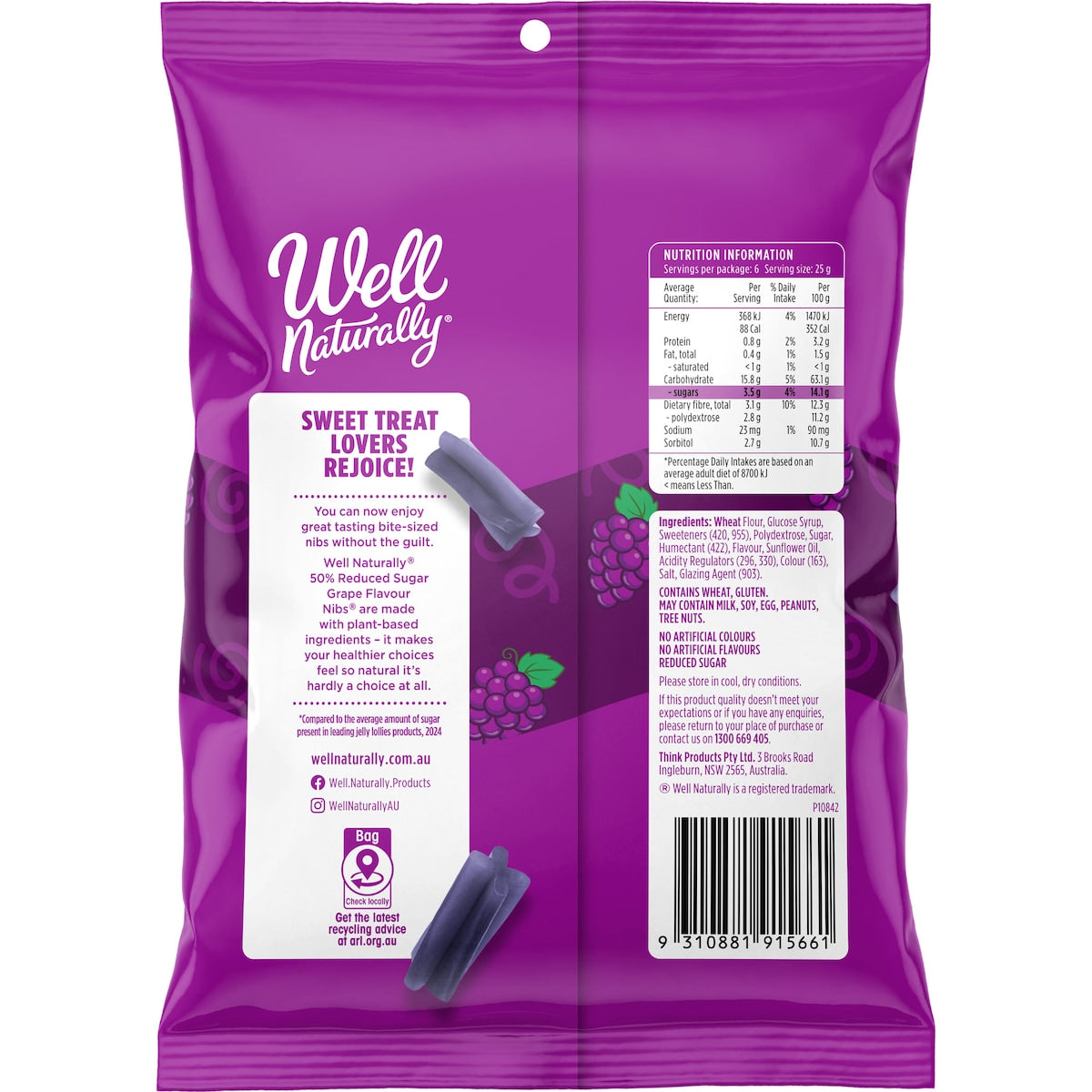 Well Naturally Nibs Grape Flavour 150g