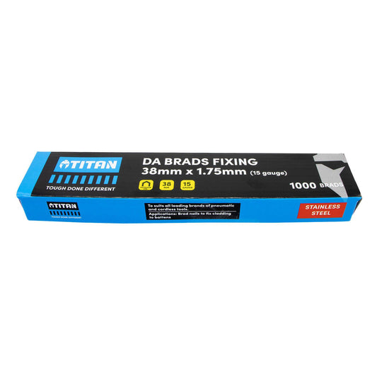 Titan Stainless Steel Angled Collated Nail Da Brads - 38 x 1.75mm - 1000 Pack